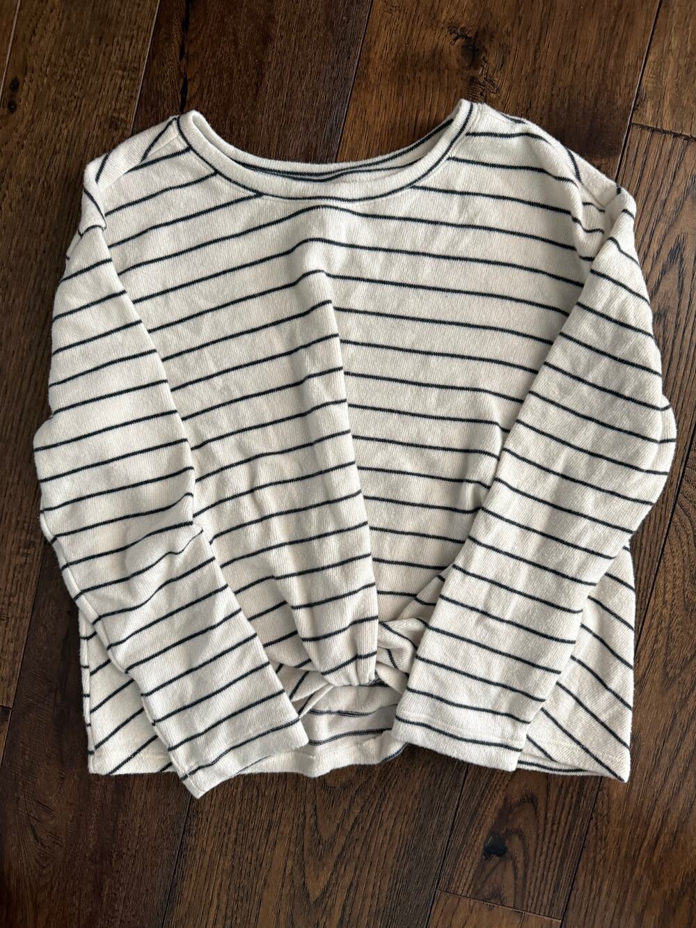Talbots Christmas Embroidered Striped Top Sz MP Wreath Car Holiday Tee
